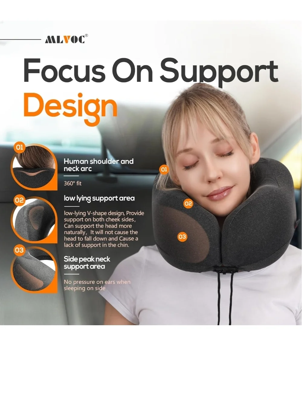 MLV Gray Memory Foam Travel Neck Pillow | NWT